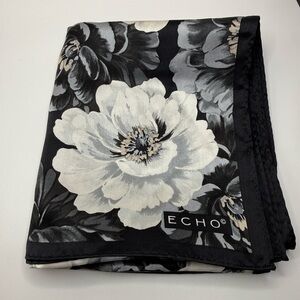Echo Monochrome Floral Silk Scarf